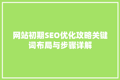网站初期SEO优化攻略关键词布局与步骤详解