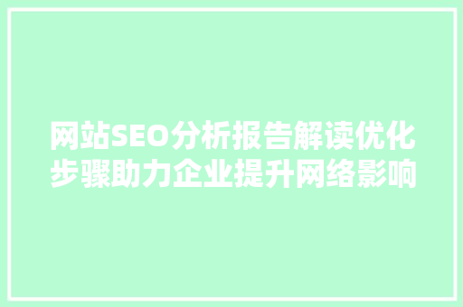 网站SEO分析报告解读优化步骤助力企业提升网络影响力