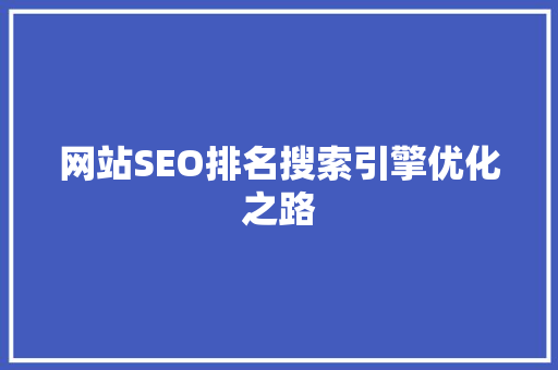 网站SEO排名搜索引擎优化之路