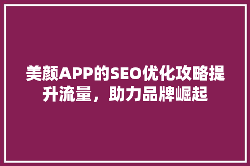 美颜APP的SEO优化攻略提升流量，助力品牌崛起