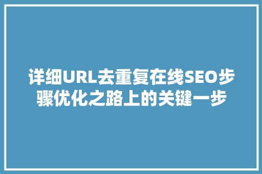 详细URL去重复在线SEO步骤优化之路上的关键一步