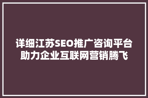 详细江苏SEO推广咨询平台助力企业互联网营销腾飞
