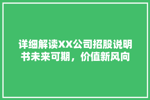 详细解读XX公司招股说明书未来可期，价值新风向