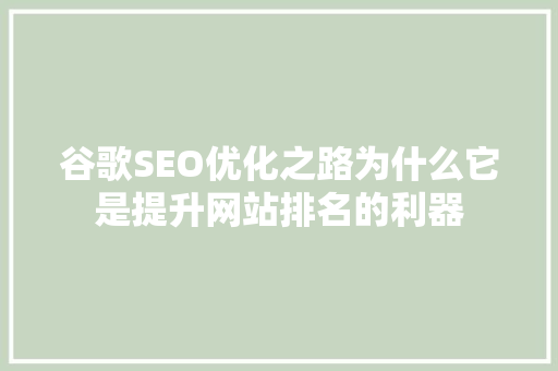 谷歌SEO优化之路为什么它是提升网站排名的利器