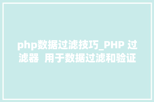 php数据过滤技巧_PHP 过滤器  用于数据过滤和验证的强大对象