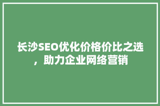 长沙SEO优化价格价比之选，助力企业网络营销