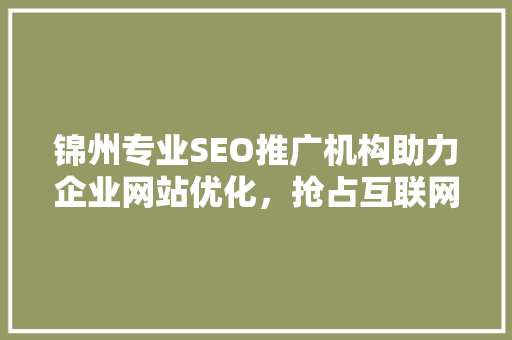 锦州专业SEO推广机构助力企业网站优化，抢占互联网市场先机