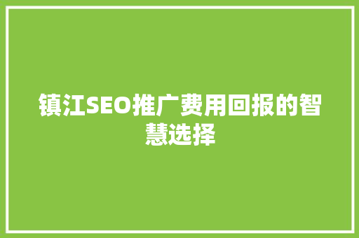 镇江SEO推广费用回报的智慧选择