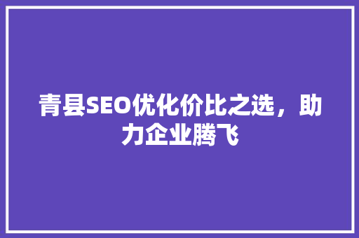 青县SEO优化价比之选，助力企业腾飞