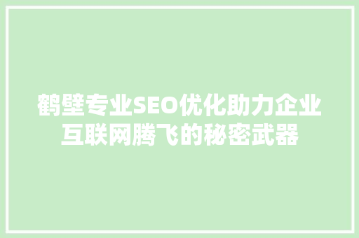 鹤壁专业SEO优化助力企业互联网腾飞的秘密武器