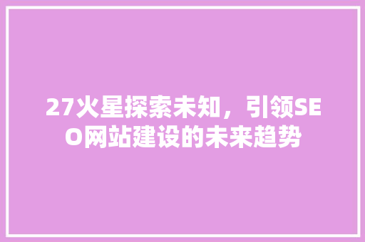 27火星探索未知，引领SEO网站建设的未来趋势