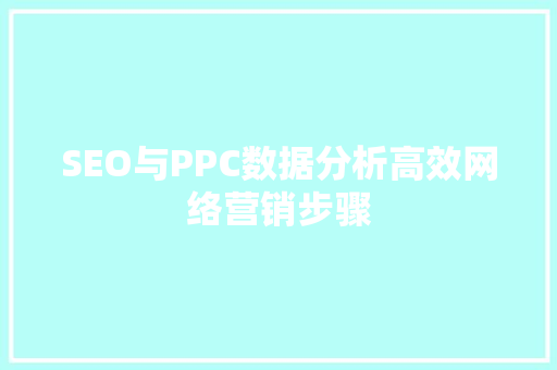 SEO与PPC数据分析高效网络营销步骤