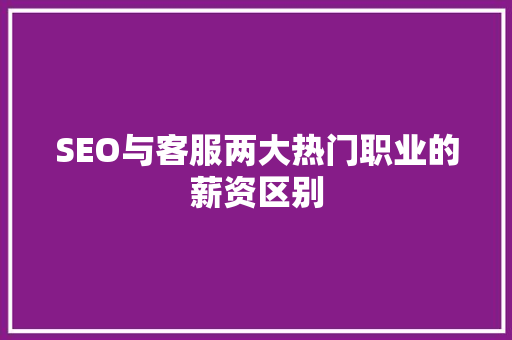 SEO与客服两大热门职业的薪资区别