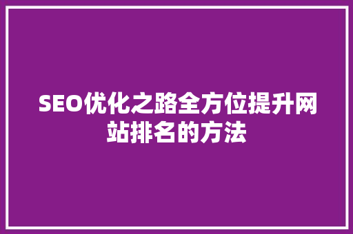 SEO优化之路全方位提升网站排名的方法