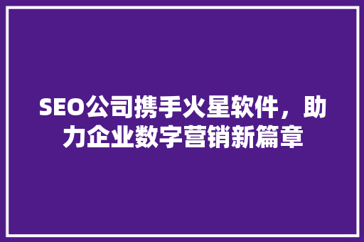 SEO公司携手火星软件，助力企业数字营销新篇章