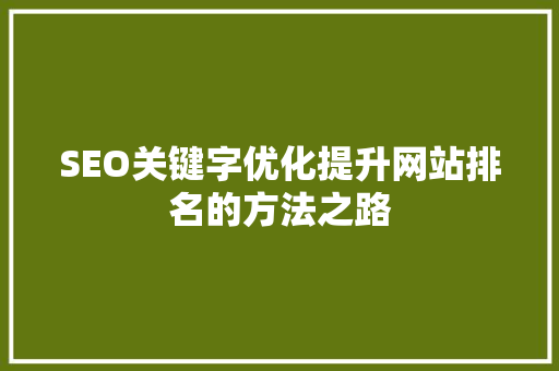 SEO关键字优化提升网站排名的方法之路
