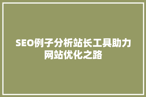 SEO例子分析站长工具助力网站优化之路