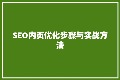 SEO内页优化步骤与实战方法