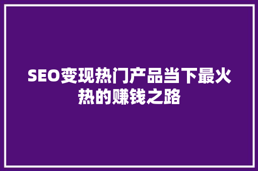 SEO变现热门产品当下最火热的赚钱之路