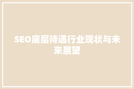SEO底层待遇行业现状与未来展望