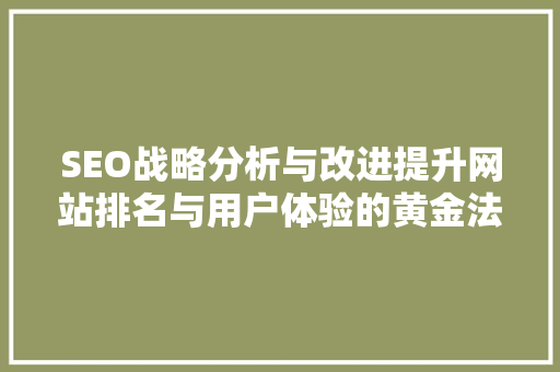 SEO战略分析与改进提升网站排名与用户体验的黄金法则