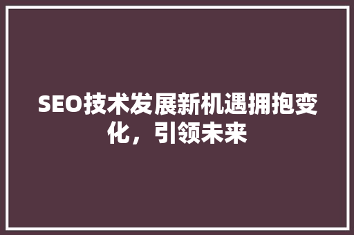 SEO技术发展新机遇拥抱变化，引领未来