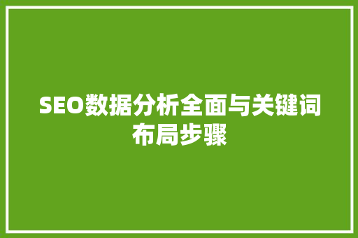 SEO数据分析全面与关键词布局步骤