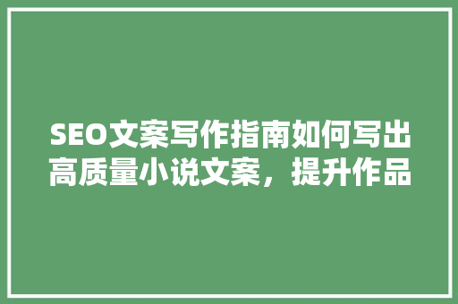 SEO文案写作指南如何写出高质量小说文案，提升作品曝光率