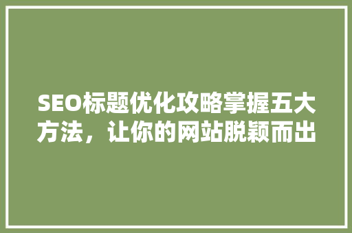 SEO标题优化攻略掌握五大方法，让你的网站脱颖而出