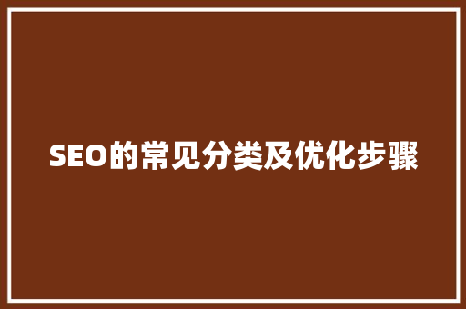 SEO的常见分类及优化步骤