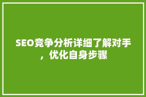 SEO竞争分析详细了解对手，优化自身步骤