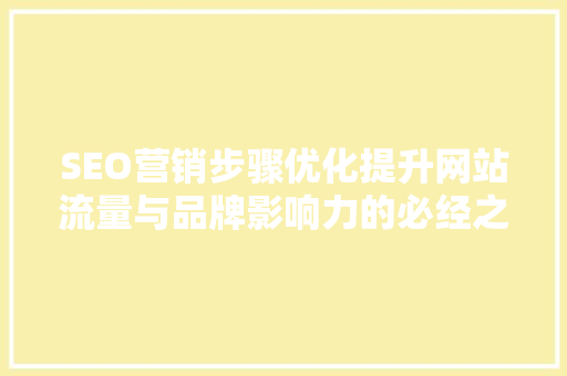 SEO营销步骤优化提升网站流量与品牌影响力的必经之路