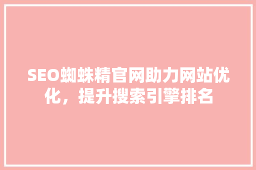 SEO蜘蛛精官网助力网站优化，提升搜索引擎排名