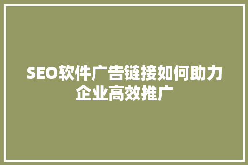SEO软件广告链接如何助力企业高效推广