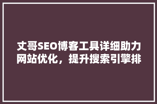 丈哥SEO博客工具详细助力网站优化，提升搜索引擎排名