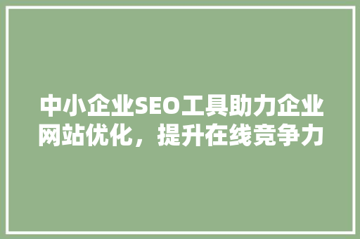 中小企业SEO工具助力企业网站优化，提升在线竞争力