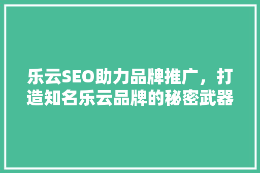 乐云SEO助力品牌推广，打造知名乐云品牌的秘密武器