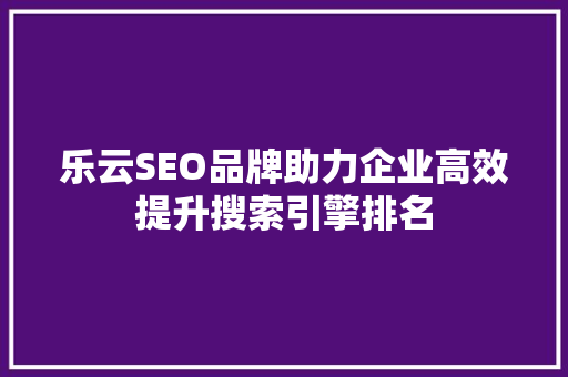乐云SEO品牌助力企业高效提升搜索引擎排名