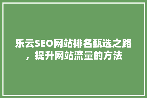 乐云SEO网站排名甄选之路，提升网站流量的方法