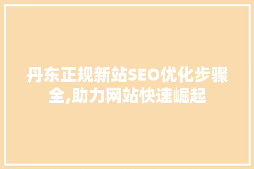 丹东正规新站SEO优化步骤全,助力网站快速崛起
