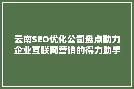 云南SEO优化公司盘点助力企业互联网营销的得力助手