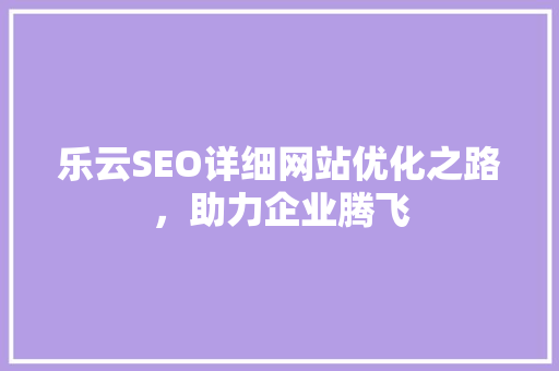 乐云SEO详细网站优化之路，助力企业腾飞
