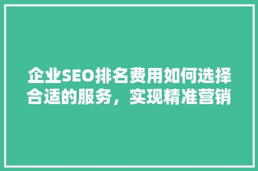 企业SEO排名费用如何选择合适的服务，实现精准营销