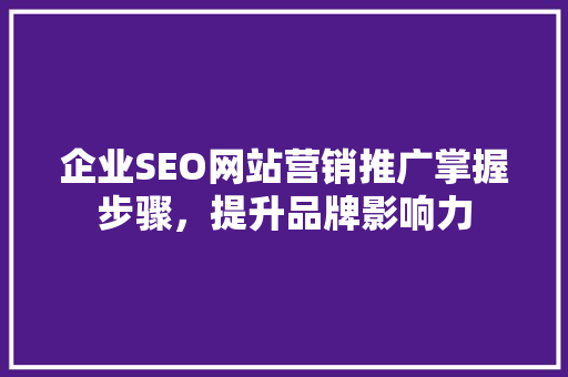 企业SEO网站营销推广掌握步骤，提升品牌影响力
