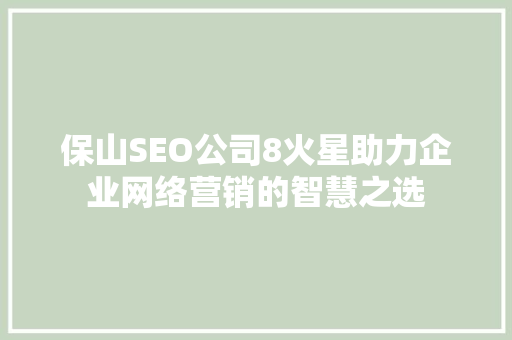保山SEO公司8火星助力企业网络营销的智慧之选