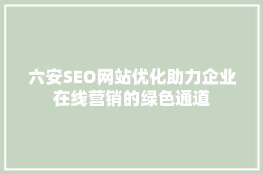 六安SEO网站优化助力企业在线营销的绿色通道