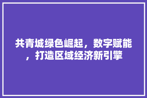 共青城绿色崛起，数字赋能，打造区域经济新引擎