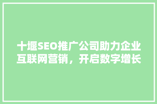 十堰SEO推广公司助力企业互联网营销，开启数字增长新篇章