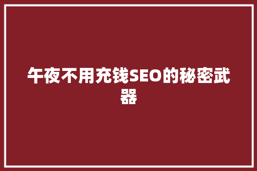 午夜不用充钱SEO的秘密武器