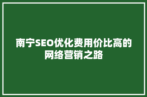 南宁SEO优化费用价比高的网络营销之路